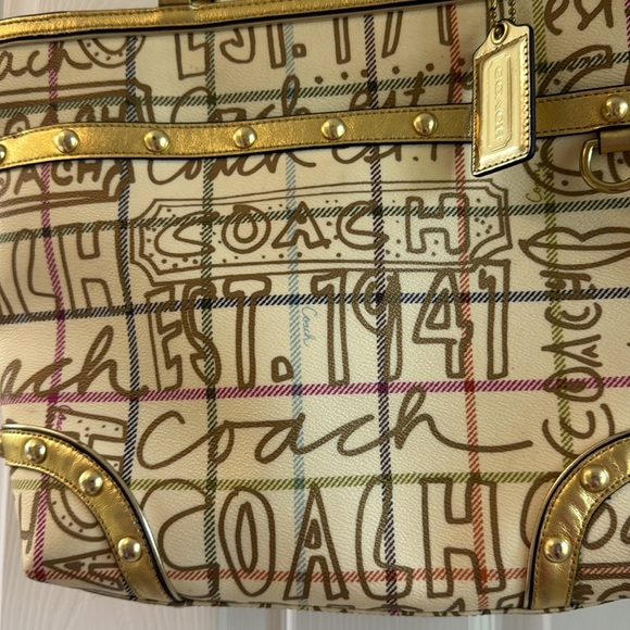 Coach Gold and Cream Tote Bag - Picture 3 of 12